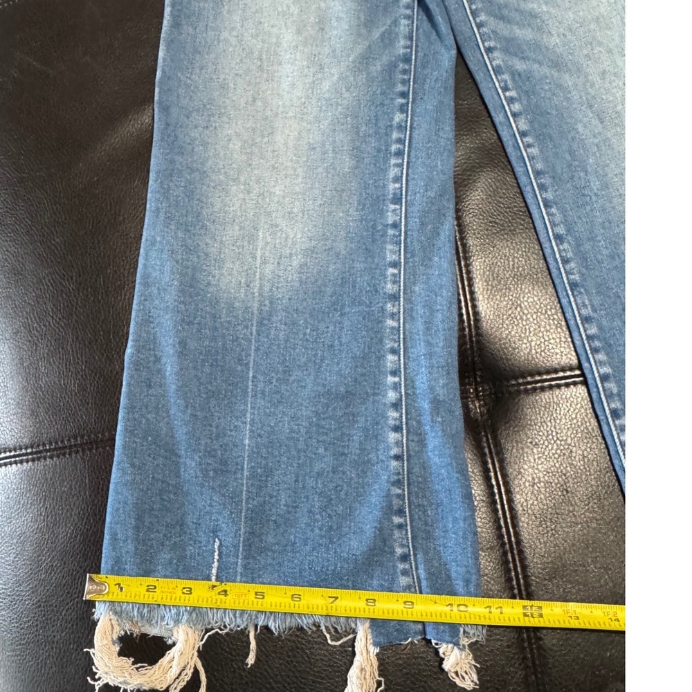 Zenana Wide Leg Jeans Womens 26 Distressed Frayed Hem Blue Cotton Stretch Denim - Picture 6 of 8